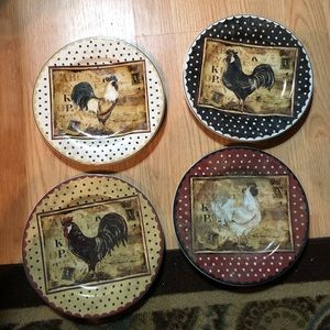 SAKURA Retro Rooster collector plates set of 4